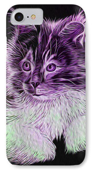 Cute Fluffy Kitten Purple Phone Case By Simon Knott Cute Fluffy