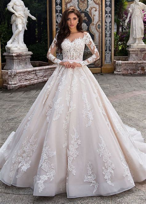 fabulous tulle sheer bateau neckline see through bodice a line wedding dress with lace appliques