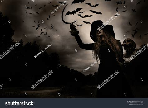 Portrait Angry Witch Skull Hook Near Stock Photo 1837896523 Shutterstock