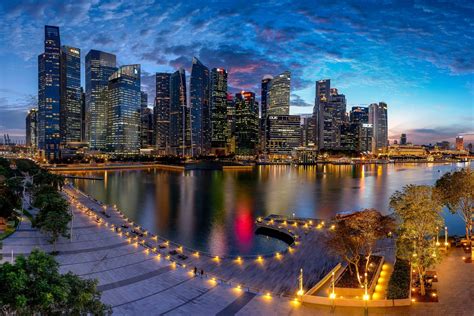 Download City Night Building Skyscraper Harbor Man Made Singapore Hd