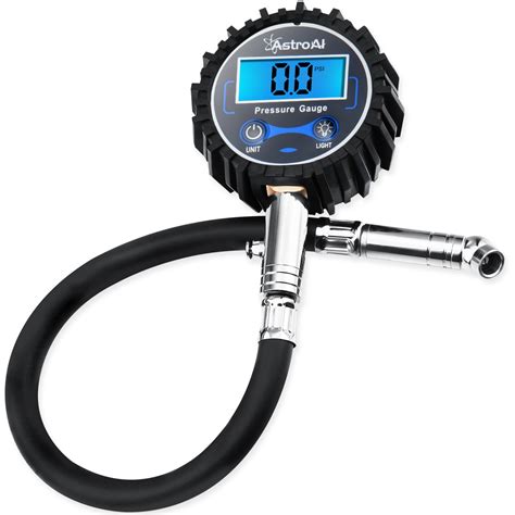 The backlit lcd display and it's the best when the nozzle is around 6 or 7 o'clock position so that you can immovably press the guage straight down which means you need to. AstroAI ATG230 Digital Tire Pressure Gauge 230 PSI