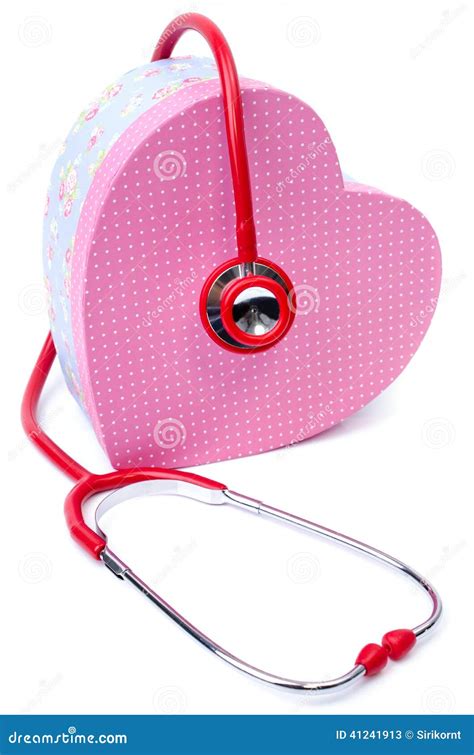 Red Stethoscope With T Box Shape Heart Stock Image Image Of