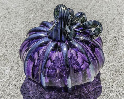 Purple Blown Glass Pumpkin 4 Decorative Sculpture With Etsy