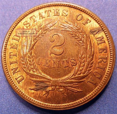 1864 Two Cent Piece Repunched Date Rpd Variety Uncirculated Ms 2052