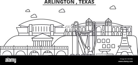 Arlington Texas Architecture Line Skyline Illustration Linear Vector