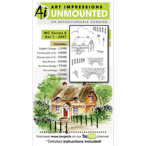 Art Impressions Watercolor Cling Rubber Stamp Series 6 Set