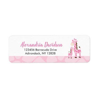 Pink Giraffe Girl Jungle Custom Address Labels Zazzle Com Custom