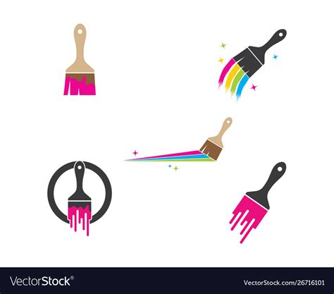 Color Paint Brush Logo Icon Royalty Free Vector Image