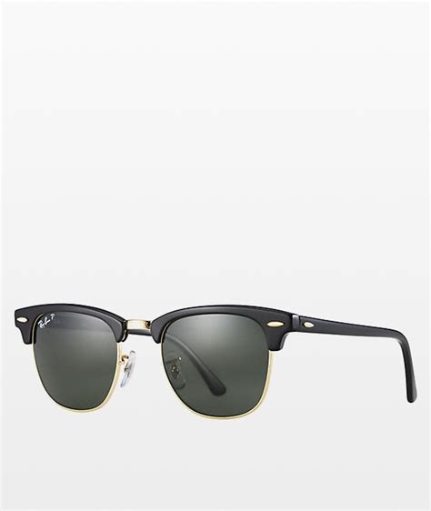 Ray Ban Clubmaster Black And Gold Polarized Sunglasses