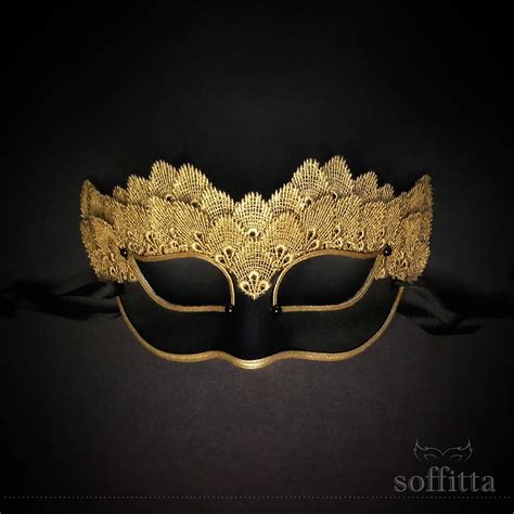 Sequined Gold Masquerade Mask With Rhinestones Feathers