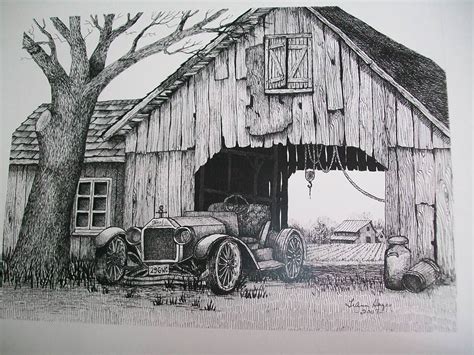 Faye Daily Drawings Of Old Barns Buildings In Pencil