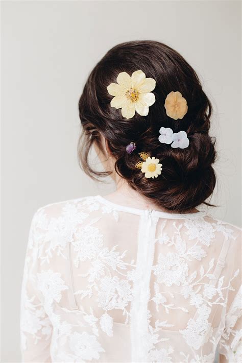Dried Flower Hair Pin Set Real Flower Wedding Hair Accessory Bridal