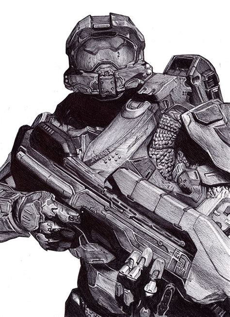 Master Chief Pen Drawing On Behance Master Chief Pen Drawing Art