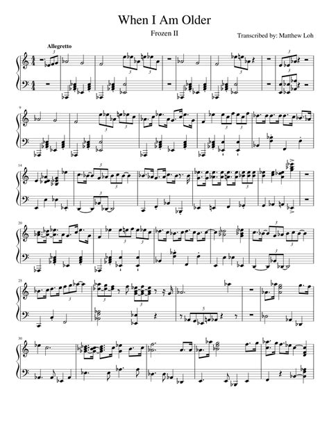 When I Am Older Frozen 2 Sheet Music For Piano Solo
