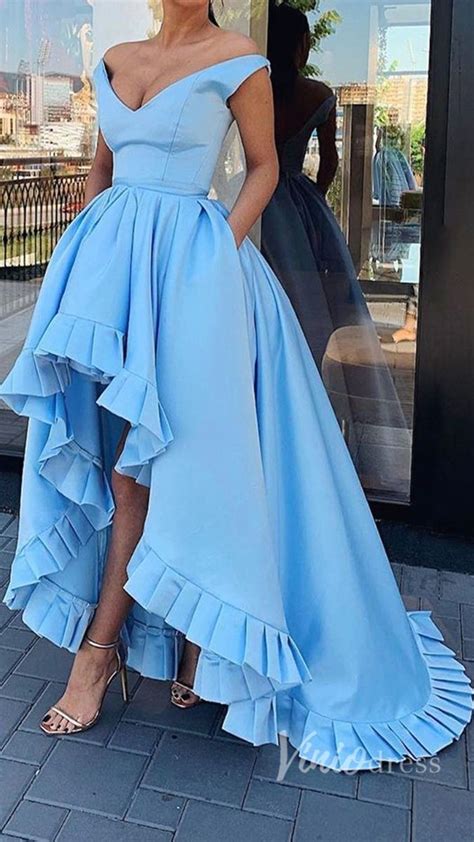 Sky Blue High Low Prom Dress With Pockets 1000 High Low Prom