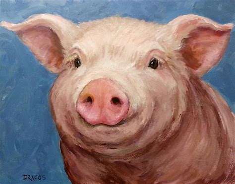 Sweet Baby Pig Portrait Painting By Dottie Dracos Fine Art America