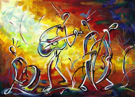 Jazz Band Abstract Canvas Wall Art Jazz Band Drawing Extra Etsy