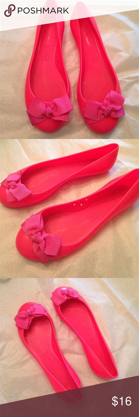 J Crew Pink Jelly Ballet Flats With Bow Size 7 Jelly Ballet Flats