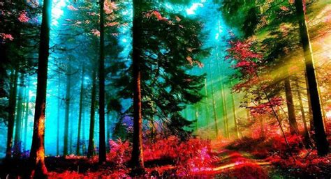 Rainbow Forest Forest Wallpaper Forest Pictures Background Images