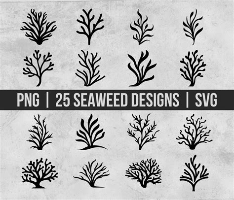 Coral Svg Bundle Seaweed Svg Seaweed Png Coral Pngsea Etsy