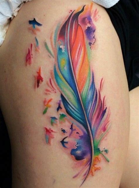 40 Impressive Feather Tattoos Ideas For Men And Women Watercolor