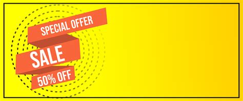 Special Offer Ad Banner Design On Yellow Background And Ribbon Ornament