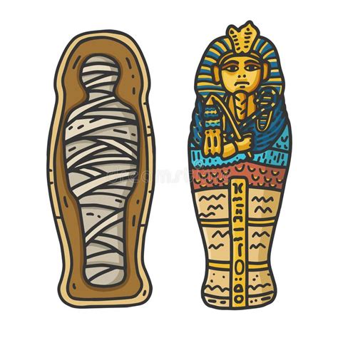 Mummia Antica Di Tutankhamon Dellegiziano In Sarcofago Illustrazione