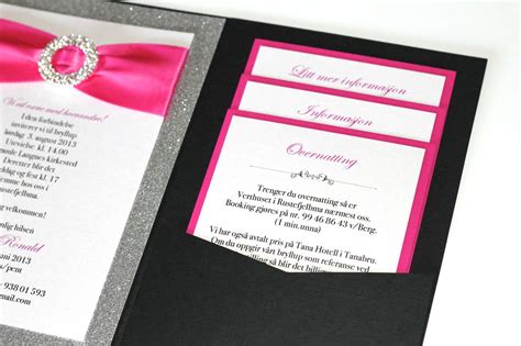 Silver Glitter Hot Pink And Black Wedding Invitations Embellished