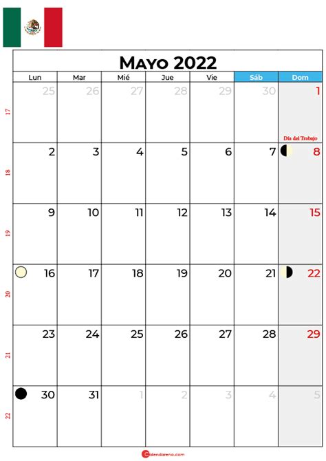 Descargar Calendario Mayo 2 México Para Imprimir