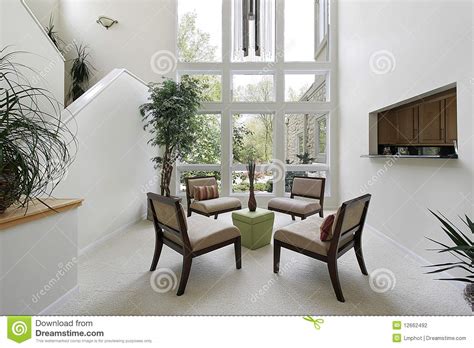 Living Room With Floor To Ceiling Windows Stock Photo Image Of