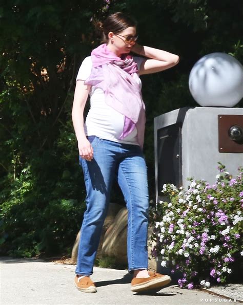 Pregnant Anne Hathaway Out In La March Popsugar Celebrity Photo