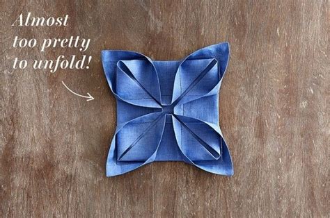 It is my favorite easy napkin folding styles for a wedding. Lotus Fold Napkin | Napkin folding, Napkins, Decorative napkins