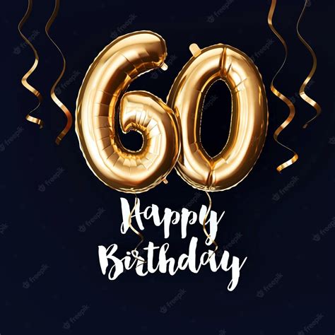 Premium Photo Happy 60th Birthday Gold Foil Balloon Background With