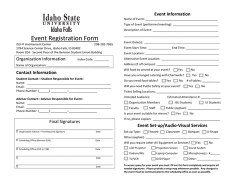 Printable Event Registration Form Templates At