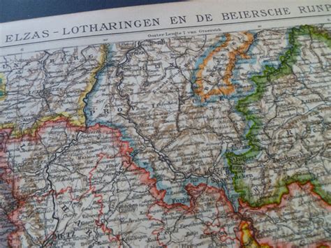 Antique Map Of Alsace Lorraine 1906 Old Dutch By Vintageoldmaps