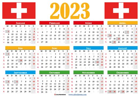 Kalender 2023 Schweiz Zum Ausdrucken Mit Feiertagen