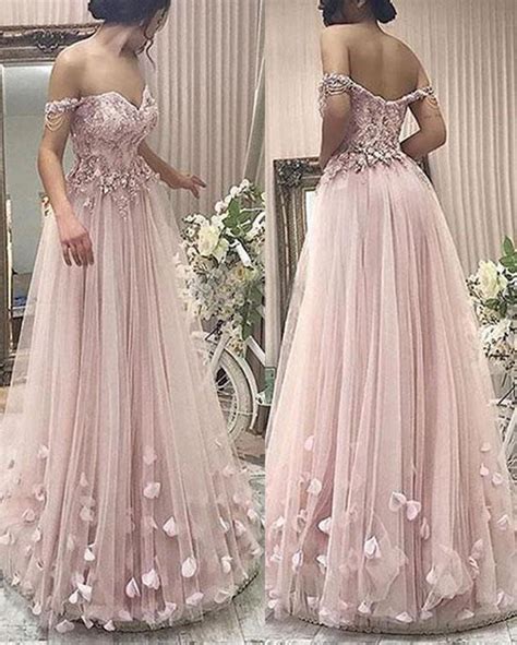 Elegant Pink Prom Dresses Floor Length Formal Party 2019 Wear With Lac