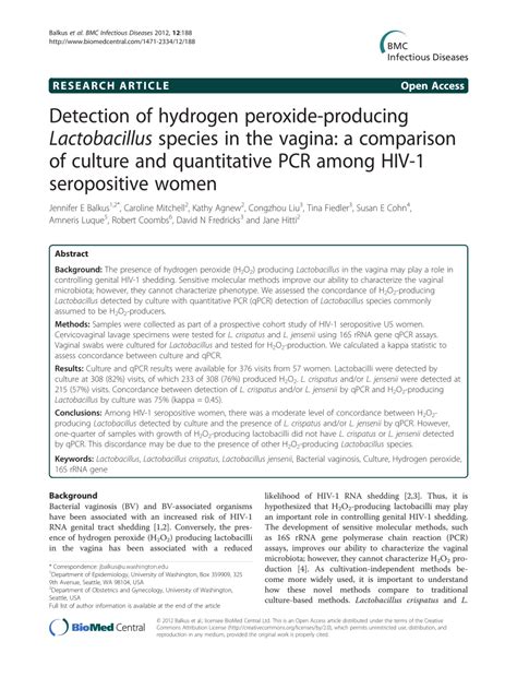 Pdf Detection Of Hydrogen Peroxide Producing Lactobacillus Species In Hot Sex Picture