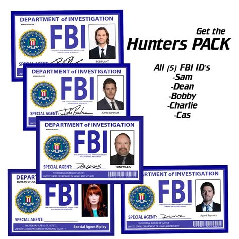 Supernatural FBI Badges The Hunters 5 Pack Sam Etsy
