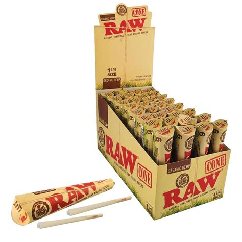 Raw Organic Hemp Size Pre Rolled Cone Packs Display In