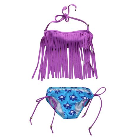 2pcs Baby Girls Tassel Tankini Bikini Set Summer Hot Sexy Swimwear
