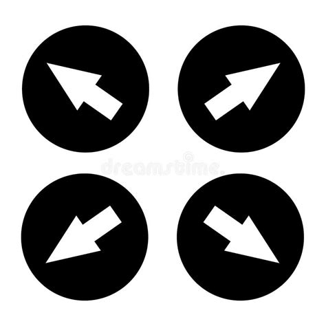 Diagonal Round Arrow Icon Set Vector Stock Vector Illustration Of
