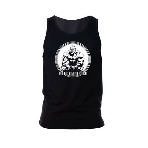 The Gains Begin Mens Gym Vest Bodybuilding Tank Top T Shirt Stringer Gymtier Ebay