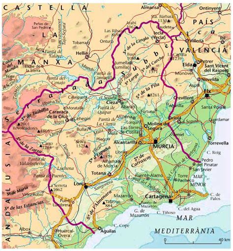 Murcia Spanje Kaart