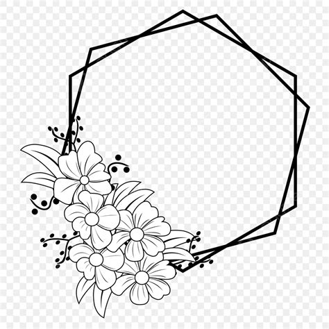 Hexagon Floral Frame Vector Hd Png Images Hexagonal Floral Border