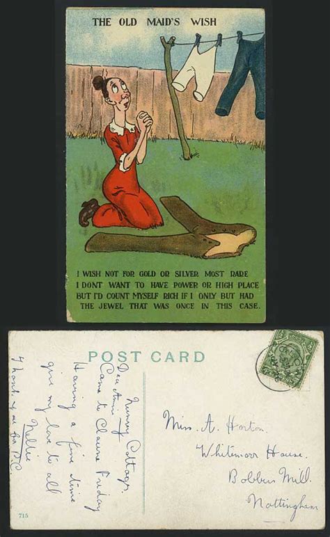 Saucy Comic Humour Old Maids Wish 1913 Old Postcard For Sale