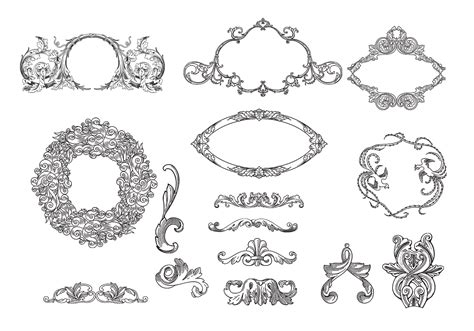 Etched Frames And Ornaments Vector Pack 26359 Vector Art At Vecteezy