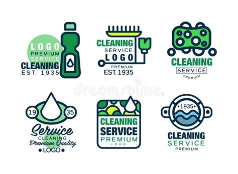 Cleaning Service Vintage Premium Logo Set Cleaning Company Retro