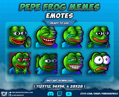 8x Pepe The Frog Meme Twitch Emotes Pack 2 Monkaw Pepe Meme Etsy