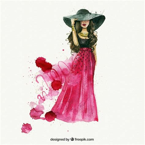 Watercolor Fashion Woman Vector Premium Download